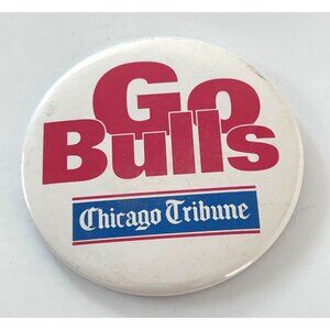 Vintage Chicago Tribune Go Bulls Promo Advertising NBA Pinback Button